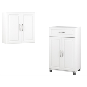 home square storage set with wall cabinets in white