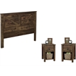 Home Square 3 Piece Set with Queen Headboard and 2 Night Stands in Barn Pine