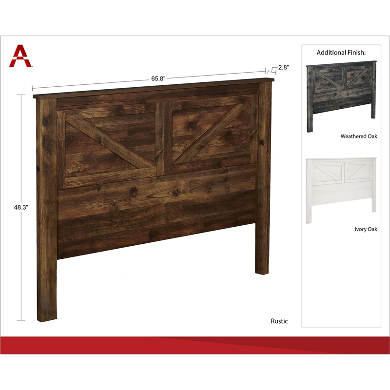 Home Square 3 Piece Set with Queen Headboard and 2 Night Stands in Barn Pine