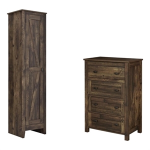 home square 2 piece set with 4 drawer dresser and storage cabinet in barn pine