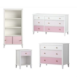 home square 4 piece kids bedroom set with desk nightstand bookcase and dresser