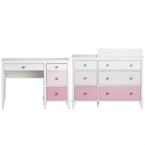 home square 2 piece kids bedroom set with desk and changing table dresser