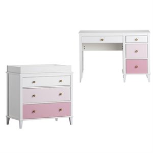home square 2 piece kids bedroom set with desk and changing table dresser