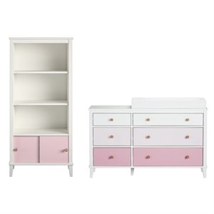 home square 2 piece kids bedroom set with bookcase and 6 drawer changing table