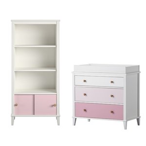 home square 2 piece kids bedroom set with bookcase and 3 drawer changing table