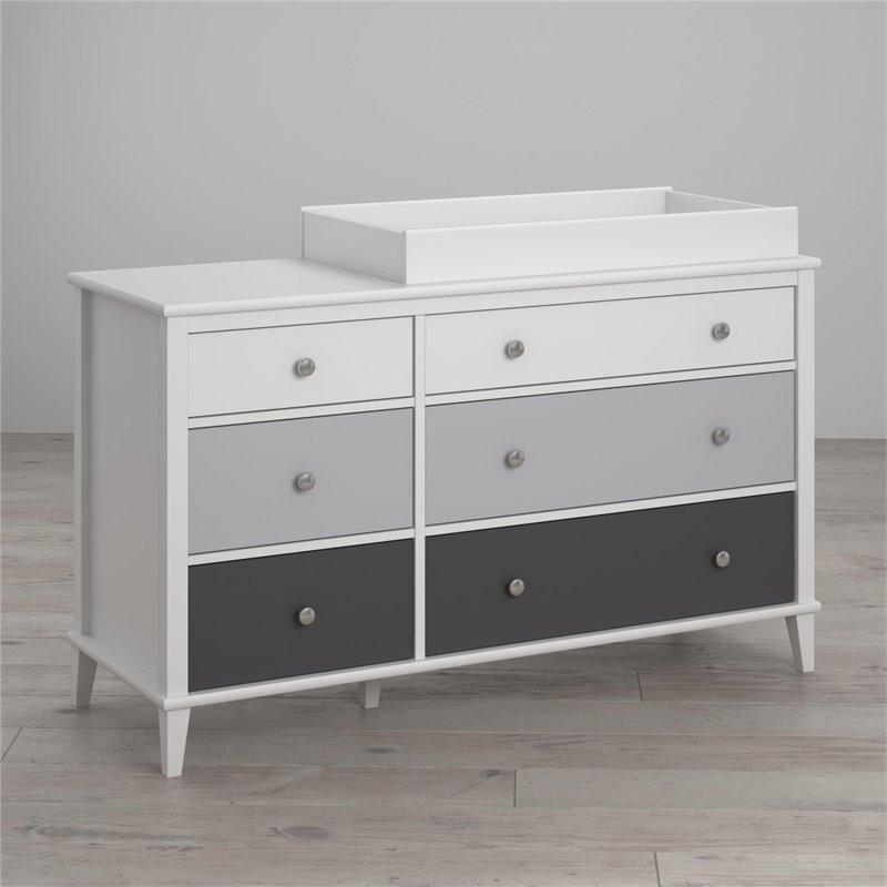 Home Square 3 Piece Set with Nightstand Bookcase and 6 Drawer Changing Table
