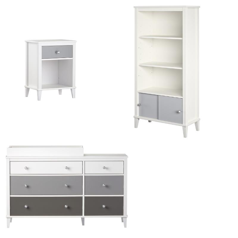 Home Square 3 Piece Set with Nightstand Bookcase and 6 Drawer Changing Table