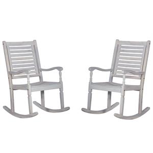 home square 2 piece patio set with 2 wood rocking chair in white wash
