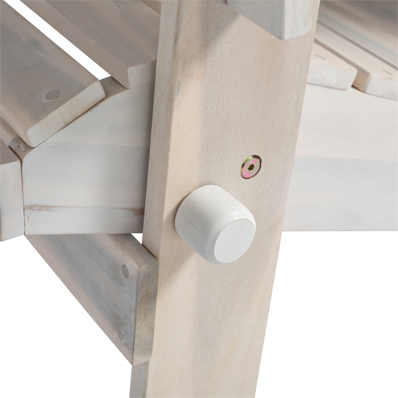 Home Square 2 Piece Patio Set with 2 Acacia Adirondack Chair in White Wash