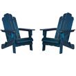 Home Square 2 Piece Patio Set with 2 Acacia Adirondack Chair in Navy Blue