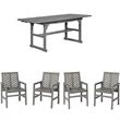 Home Square 3 Piece Patio Set with Extendable Dining Table and 4 Chairs in Gray
