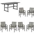 Home Square 4 Piece Patio Set with Extendable Table and 6 Chairs in Gray Wash