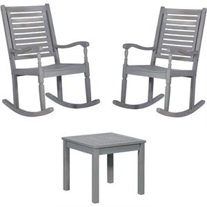 home square 3 piece patio set with 2 rocking chairs and end table in gray wash