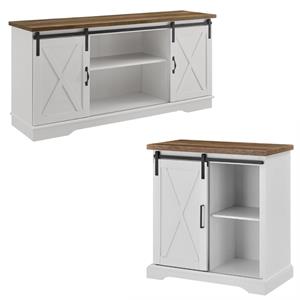 Home Square 2 Piece Living Room Set with 58&quot TV Stand and Buffet in White