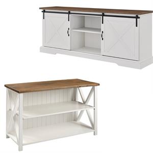 Home Square 2 Piece Living Room Set with 70&quot TV Stand and 52&quot Storage Console