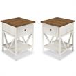 Home Square 2 Piece Living Room Set with 2 End Tables in White and Barnwood