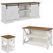 Home Square 3 Piece Living Room Set with 2 TV Stands and End Table in White