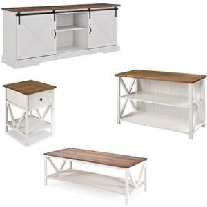 Home Square 4 Piece Living Room Set with 2 TV Stands End Table and Coffee Table