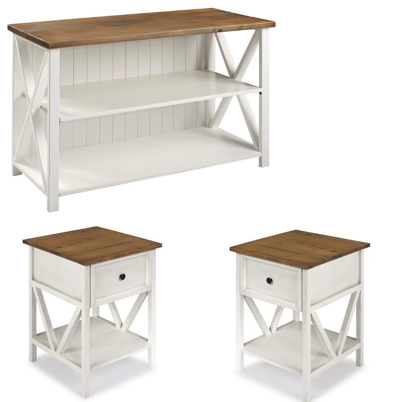 Home Square 3 Piece Living Room Set with Storage Console and 2 End Tables