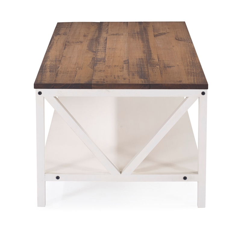 Home Square 2 Piece Living Room Set with 2 End Tables and Coffee Table in White