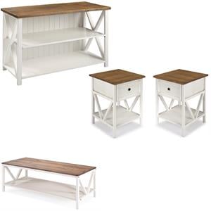 Home Square 4 Piece Living Room Set with Console Coffee Table and 2 End Tables