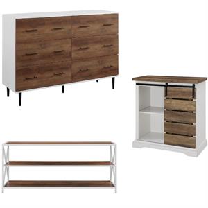 home square 3 piece living room set with 6 drawer dresser tv stand and buffet