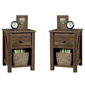 Home Square 2 Piece Bedroom Set with 2 Nightstands in Rustic Finish