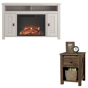 Home Square 2 Piece Living Room Set with 50&quot Fireplace TV Stand and End Table