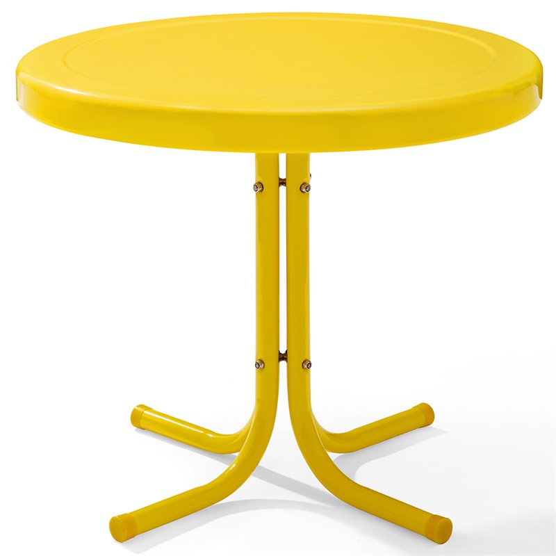 Home Square 2 Piece Metal Patio End Table Set in Yellow