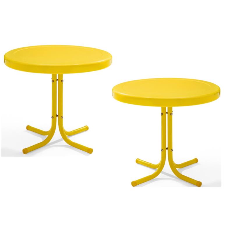 Home Square 2 Piece Metal Patio End Table Set in Yellow