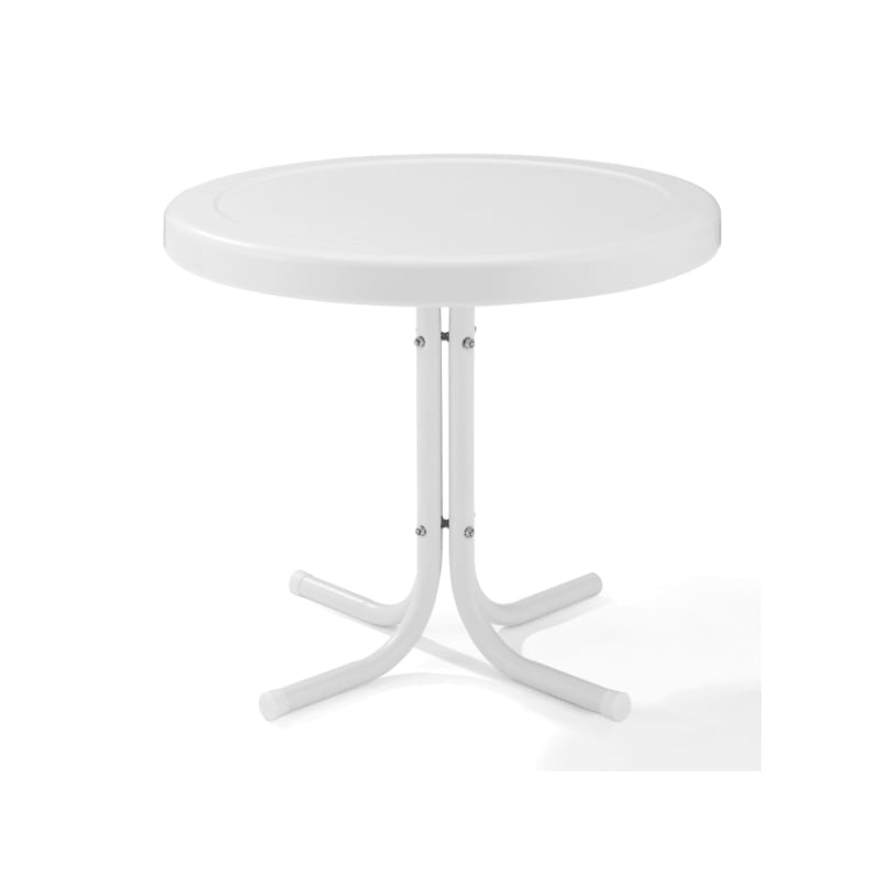 Home Square 2 Piece Metal Patio End Table Set in White