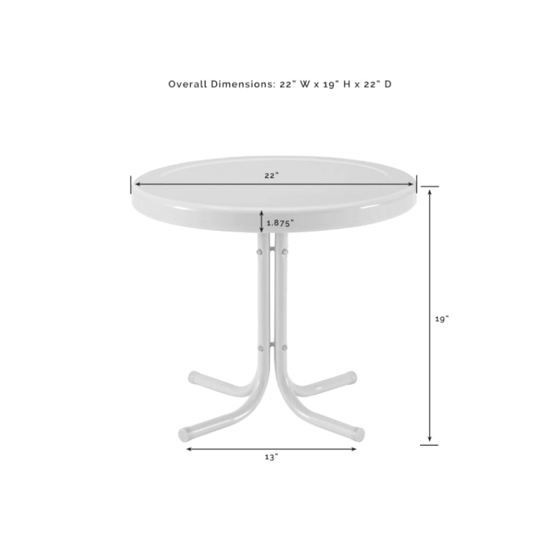 Home Square 2 Piece Metal Patio End Table Set in White