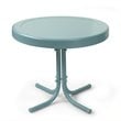 Home Square 2 Piece Metal Patio End Table Set in Caribbean Blue
