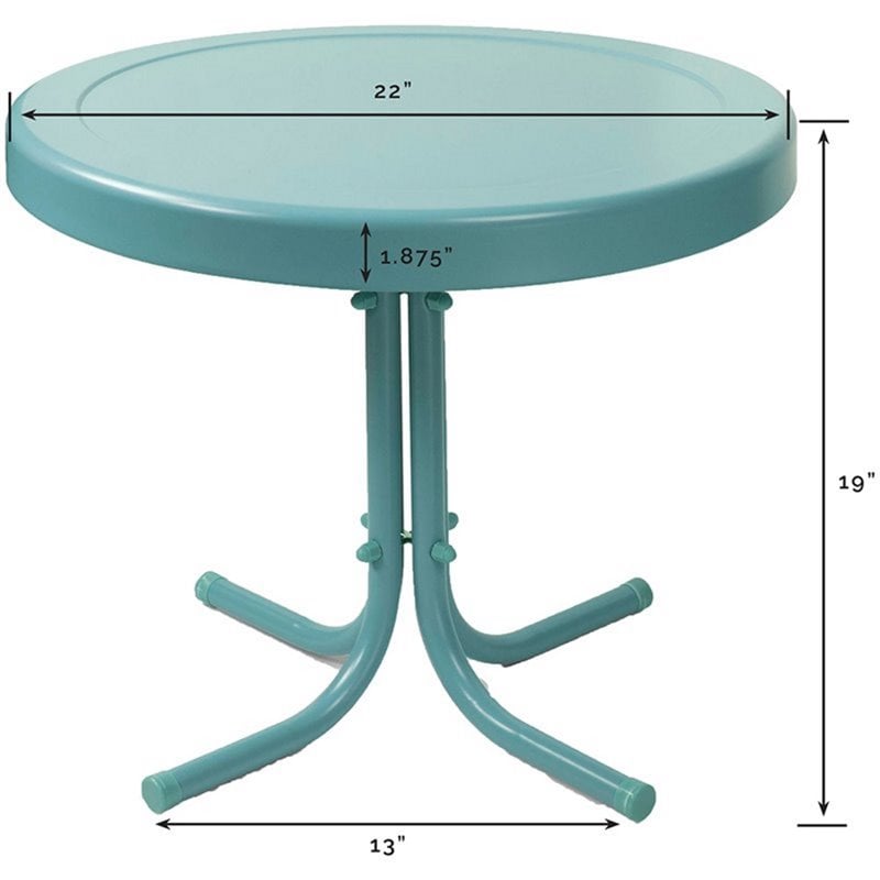 Home Square 2 Piece Metal Patio End Table Set in Caribbean Blue