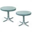Home Square 2 Piece Metal Patio End Table Set in Caribbean Blue
