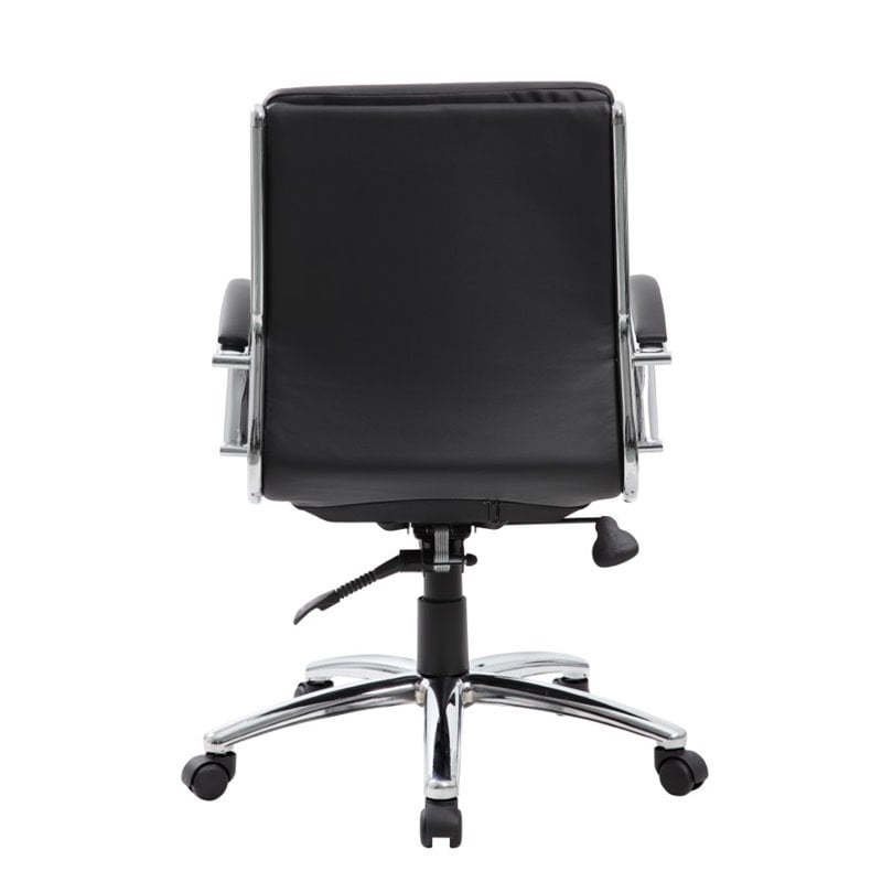 Home Square 2 Piece CaressoftPlus Executive Mid-Back Chair Set in Black