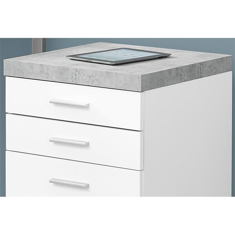 Home Square 3 Drawer File Cabinet Set in White and Gray Cement (Set of 2)