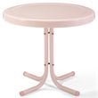 Home Square 2 Piece Metal Patio End Table Set in Pink