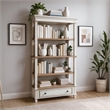Home Square 4 Shelf Bookcase Set in Antique White and Brown (Set of 2)