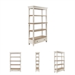 Home Square 4 Shelf Bookcase Set in Antique White and Brown (Set of 2)