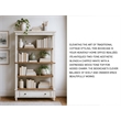 Home Square 4 Shelf Bookcase Set in Antique White and Brown (Set of 2)