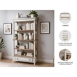 Home Square 4 Shelf Bookcase Set in Antique White and Brown (Set of 2)