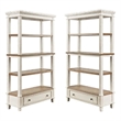 Home Square 4 Shelf Bookcase Set in Antique White and Brown (Set of 2)