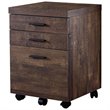 Home Square 3 Drawer Vertical Mobile Filing Cabinet Set in Brown (Set of 2)