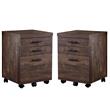 Home Square 3 Drawer Vertical Mobile Filing Cabinet Set in Brown (Set of 2)