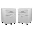 Home Square 3 Drawer Hollow-core Filing Cabinet Set in White (Set of 2)
