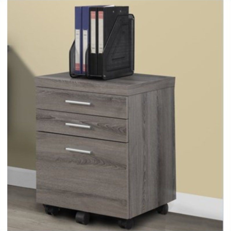 Home Square 3 Drawer Filing Cabinet Set in Dark Taupe Gray (Set of 2)