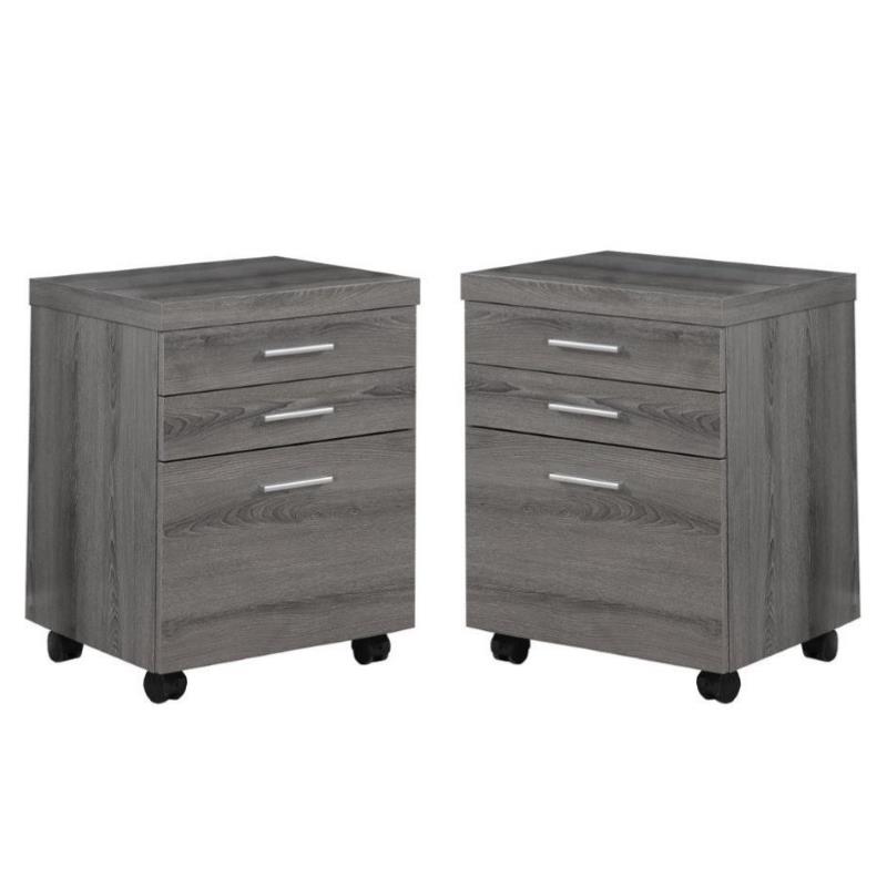 Home Square 3 Drawer Filing Cabinet Set in Dark Taupe Gray (Set of 2)