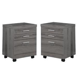 home square 3 drawer filing cabinet set in dark taupe gray (set of 2)