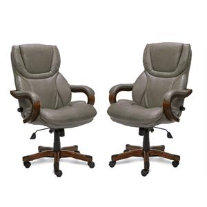 home square 2 piece executive bonded leather office chair set in gray